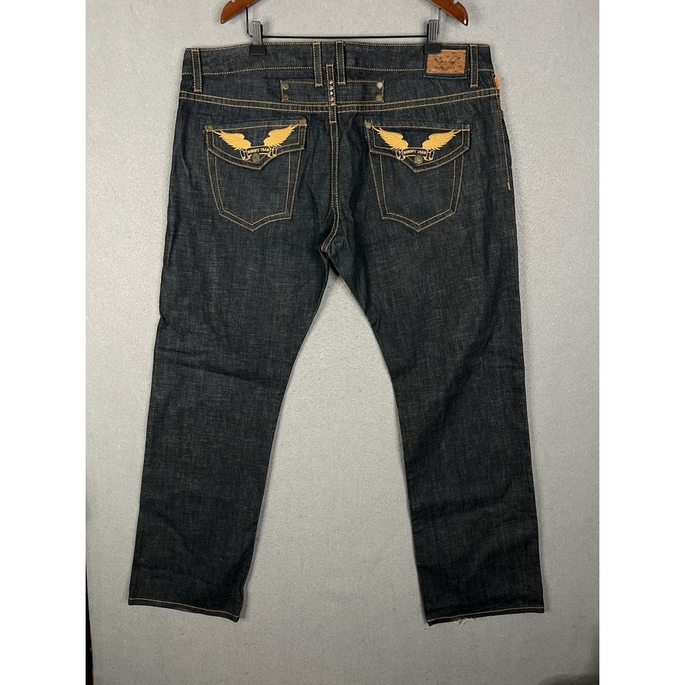 Vtg Robins Jean Jeans Mens 42 Straight Leg Gold Wings Designer Denim Made in USA